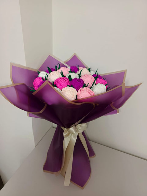 Pembe Mor Renkli Buket